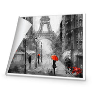 Shopping in Paris BW with Red