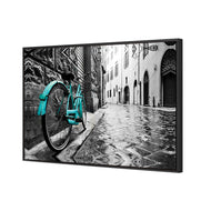 Retro Bike on Cobbles Blue