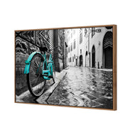 Retro Bike on Cobbles Blue