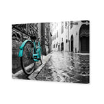 Retro Bike on Cobbles Blue