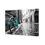 Retro Bike on Cobbles Blue