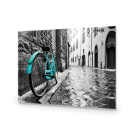 Retro Bike on Cobbles Blue