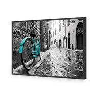 Retro Bike on Cobbles Blue