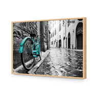 Retro Bike on Cobbles Blue