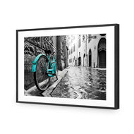 Retro Bike on Cobbles Blue