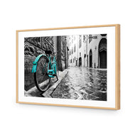 Retro Bike on Cobbles Blue