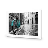 Retro Bike on Cobbles Blue