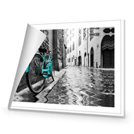 Retro Bike on Cobbles Blue