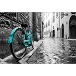 Retro Bike on Cobbles Blue
