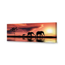 Family of Elephants at Sunset