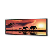 Family of Elephants at Sunset