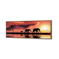 Family of Elephants at Sunset