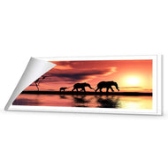 Family of Elephants at Sunset
