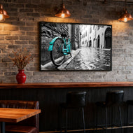 Retro Bike on Cobbles Blue