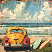 Yellow Vintage VW (stock) |Hamptons Art Print